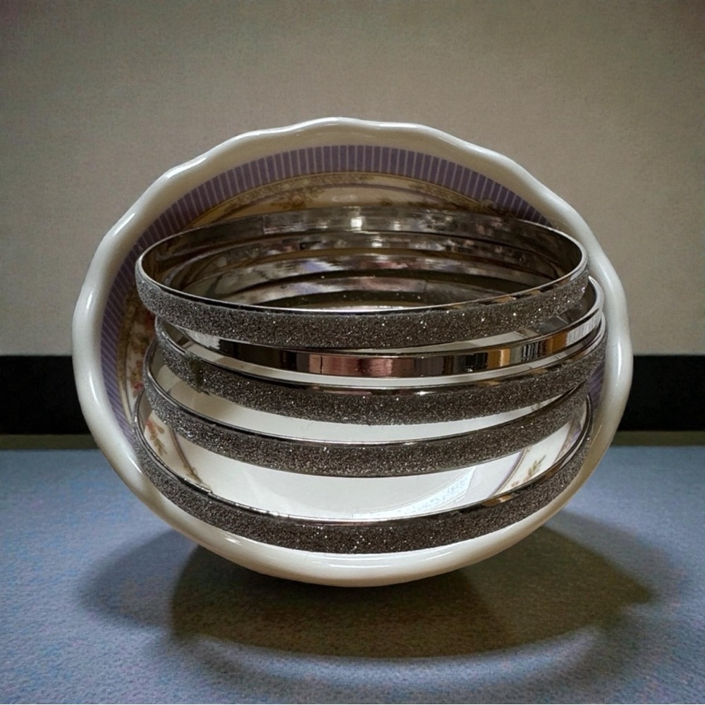 Silver and Glitter Bangle Set
